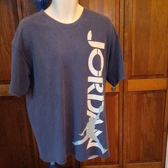 Jordan Jumpman Logo Blue Graphic Print Short Sleeve Crew Neck T-Shirt L Vintage