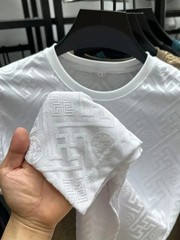 New Men’s Jacquard T-Shirt Casual Short Sleeve Round Neck Breathable Fashion TOP