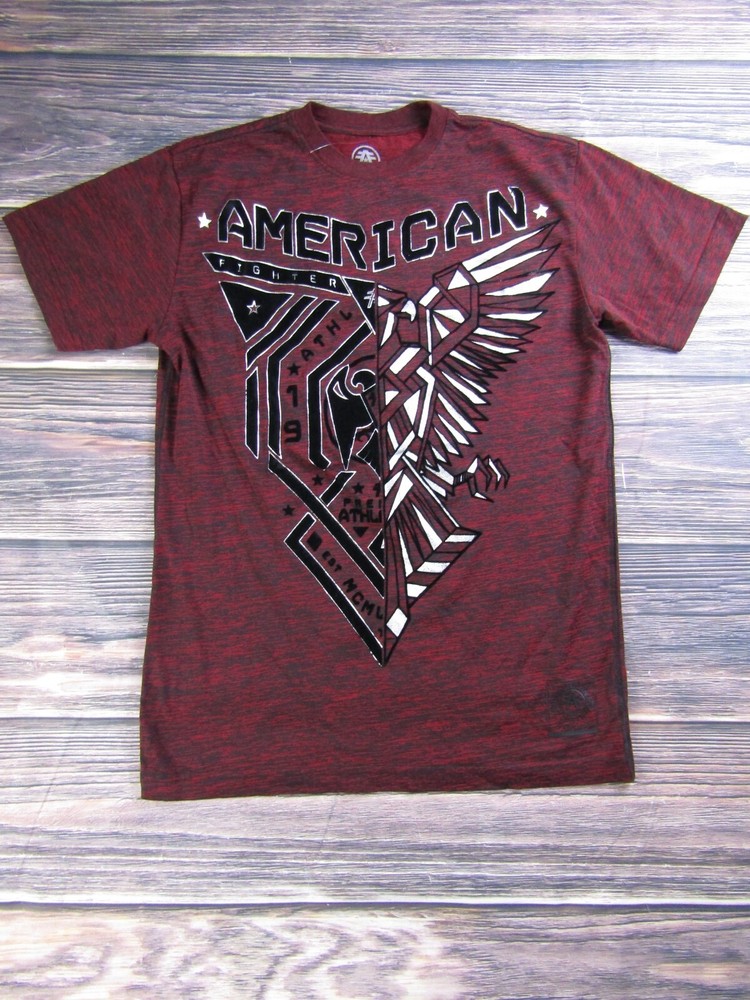 American Fighter Mens Small Red Training T Shirt Sports Gym Workout UFC MMA