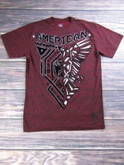 American Fighter Mens Small Red Training T Shirt Sports Gym Workout UFC MMA