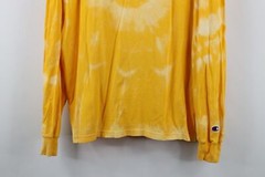 Vintage 90s Champion Mens Large Spell Out Acid Wash Long Sleeve T-Shirt Yellow