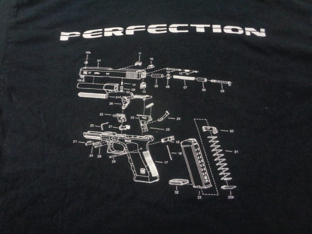 Glock Perfection Shirt Mens XL Black Firearm Schematic Graphic