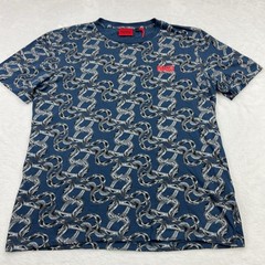 HUGO BOSS Regular Fit T-Shirt Men M Blue Graphic Print Logo Cotton Jersey