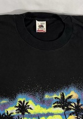 Vtg Fruit of the Loom Florida Neon On Black TShirt Adult Large Single Stitch 90s