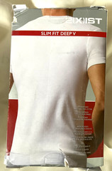 2(X)IST Essential 100% Cotton 3pcs Slim Fit Deep V Neck T-Shirts X- Large White