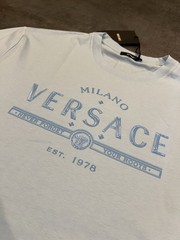 $750 RARE Versace Men’s Logo Cotton Jersey T-Shirt Pastel Blue XXL