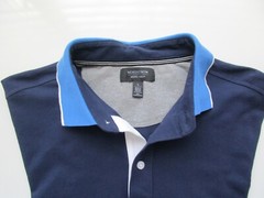 Nordstrom MENS SHOP Contrast Collar Short Sleeve Polo T-Shirt Navy L UPC95