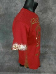 Mens T-Shirt GRAND PRIX RACING with GOLD FOIL Seams Urban Style Red White Black