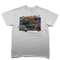 Street Fighter II Graphic T-Shirt White Retro Gaming 1991 Men’s M Double Sided