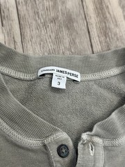 James Perse Men’s Long Sleeve Graphic Henley Washed Taupe Size 3 *