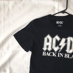 AC DC T Shirt Mens size S Black Graphic Back In Black Short Sleeve Tee Rock Band