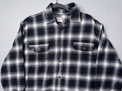 Jachs Mfg Heritage Flannel Shirt Men Large Black White Plaid Button Up Pockets
