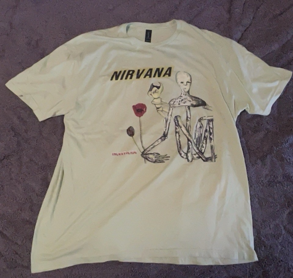 NEW Men’s Women’s Uni-sex Nirvana Incesticide Album T-shirt XL Mint Green Rare