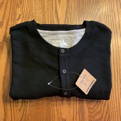 EDDIE BAUER Mens Black Thermal L/S Henley SHIRT XL #3254 NWT