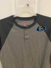 BRAND NEW MEN’S SIZE 2XL HANES X-TEMP CHARCOAL HEATHER HENLEY LONG SLEEVE SHIRT