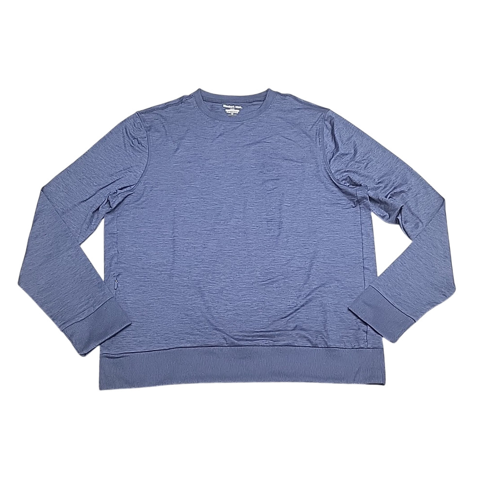 Members Mark Mens Top Medium Size Blue Long Sleeves Soft Pullover w Zip Pocket