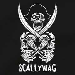 Scallywag Pirate T Shirt Blackbeard Jolly Roger Skull Crossbones Skeleton Tee