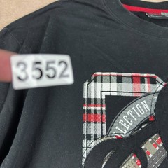 Southpole T-Shirt Men 3XL Black Plaid SP Logo Graphic Tee Red Stitching Hip Hop