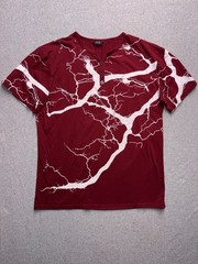 Coofandy Men’s Henley T-Shirt – Burgundy Lightning Graphic Size Large
