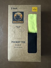 NEW Brahma Mens 2 Pack Moisture Wicking Pocket T-Shirts SZ L 42-44 Yellow/Black