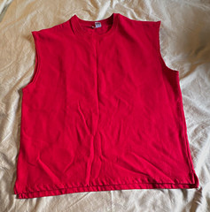 Men’s Red Solid Sleeveless Crew Neck T-Shirt XL Regular Cotton/Polyester