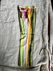 Vintage Moschino Cheap & Chic 2 piece multi-color striped pants/button-up shirt
