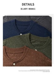 Retro Henry Collar Knitted Short-Sleeved T-Shirt Men Business Linen Blend Top