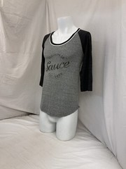 Sauce Hockey Shirt S Gray 1/2 Sleeve Poly Cotton Rayon Made USA YGI O2-331