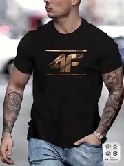 Men’S Casual Sports T-Shirt, Featuring a 4F Letter Logo – Made from 100% Polye