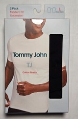 Tommy John Cotton Stretch Modern Fit Undershirt – Large – Black – 2-Pack
