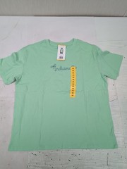 State of Mine Indiana Embroidered Short Sleeve T-Shirt Mint Green Size Med AM6
