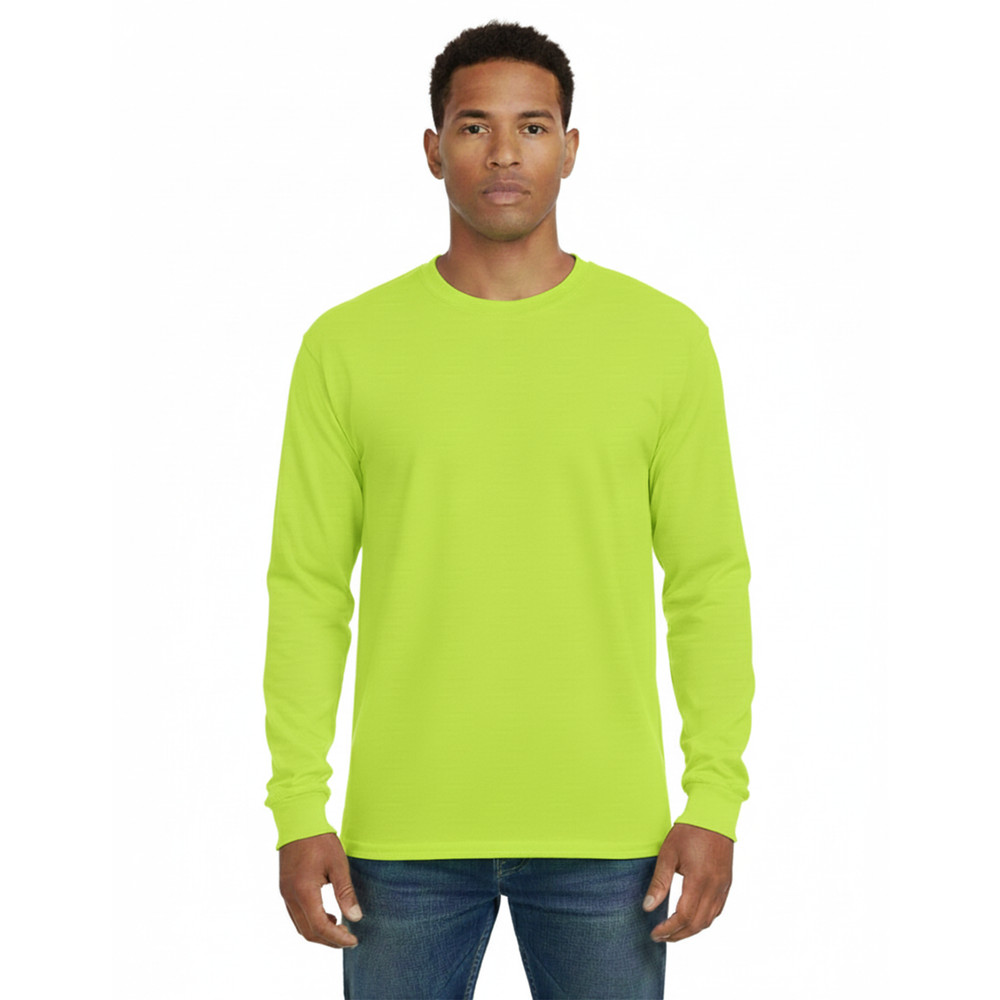 NEW Gildan Men’s Heavy Cotton Long Sleeve T-Shirt 5400 Safety Green Classic Tee