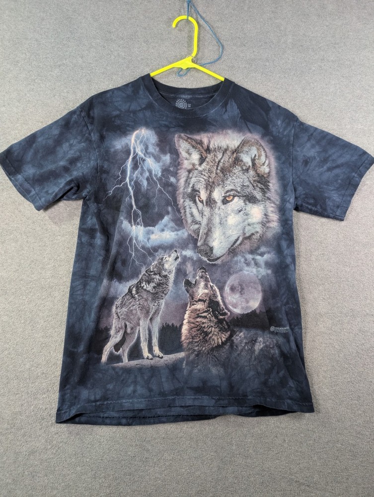 The Mountain Wolf Lightning Moon Tie Dye Graphic T-Shirt Size M Printed In USA