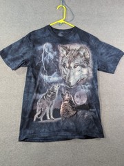 The Mountain Wolf Lightning Moon Tie Dye Graphic T-Shirt Size M Printed In USA