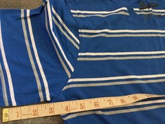 Men’s New T-Shirt Brooklyn Cloth M Blue Stripe Cotton Blend Crew Scoop Hem NWTs