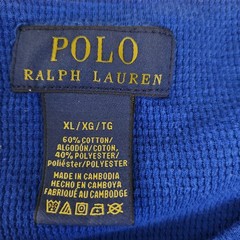 Polo Ralph Lauren Mens XL Blue Thermal Waffle Knit Long Sleeve Poly/Cotton Blend