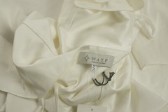 New WAYF Women Size M Ivory Satin Cold Shoulder Long Sleeve Spaghetti V-Neck Top