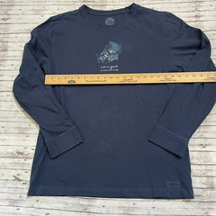 Life is Good Shirt Mens Size Large Blue Great Wolf Lodge Water Slide Long Sleeve