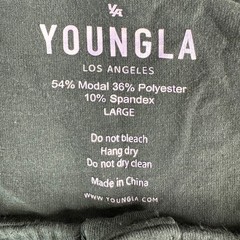 YoungLA Mens Large Green Modal Polyester Spandex Oversized Henley T-Shirt