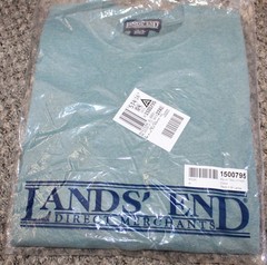 Lands’ End Men’s Medium M Aqua Teal Heather Long Sleeve Winter T-Shirt NWT