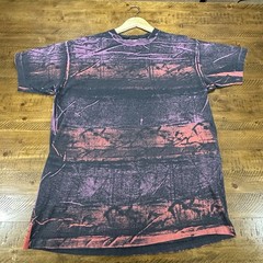 VTG Anvil Acid Wash Grunge T Shirt XL Black Purple Pink USA Made 90s Style