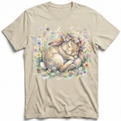 Cute Easter Bunny Floral Watercolor Spring T-Shirt Animal Pastel Holiday Tee