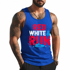 Red White & Run Patriotic Runner Fourth of July Race Tank Top