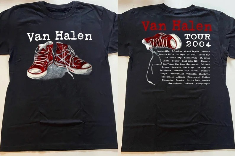 2004 Van Halen Tour T-Shirt, Van Halen White Red Shoes Tour T-Shirt