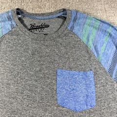 Brooklyn Cloth Mens Raglan Shirt Tribal Pattern Sleeve XL Gray Cotton Blend