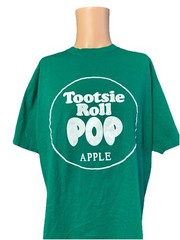 Vintage Tootsie Roll Pop Apple Green & White Shirt Size XL Mens
