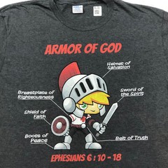 Armor Of God T-Shirt Men’s Large Charcoal Gray Ephesians 6:10-18 Graphic Tee