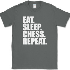 Eat Sleep Chess Repeat T-Shirt Funny Player Strategy Humor Gift Text Tee