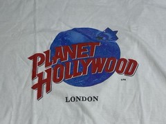 Vintage Planet Hollywood London England T-Shirt Size XL Faded White Graphic Tee