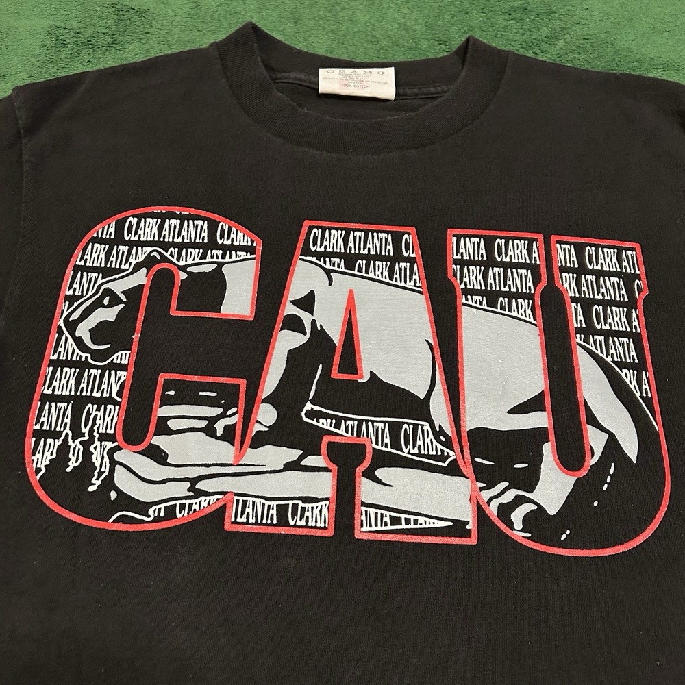 Vintage 90s Clark Atlanta University Panthers Black T-Shirt Size Mens L